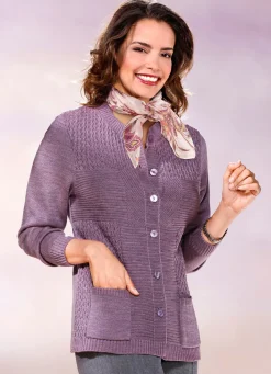 Outlet BADER Strickjacke mit Strukturmix MAUVE