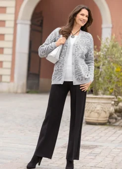 BADER Strickjacke mit Tierfellmuster GRAU-HELLGRAU