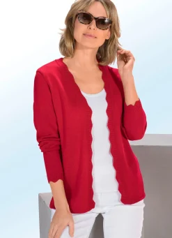 Hot BADER Strickjacke mit Wellenabschlüssen KIRSCHROT