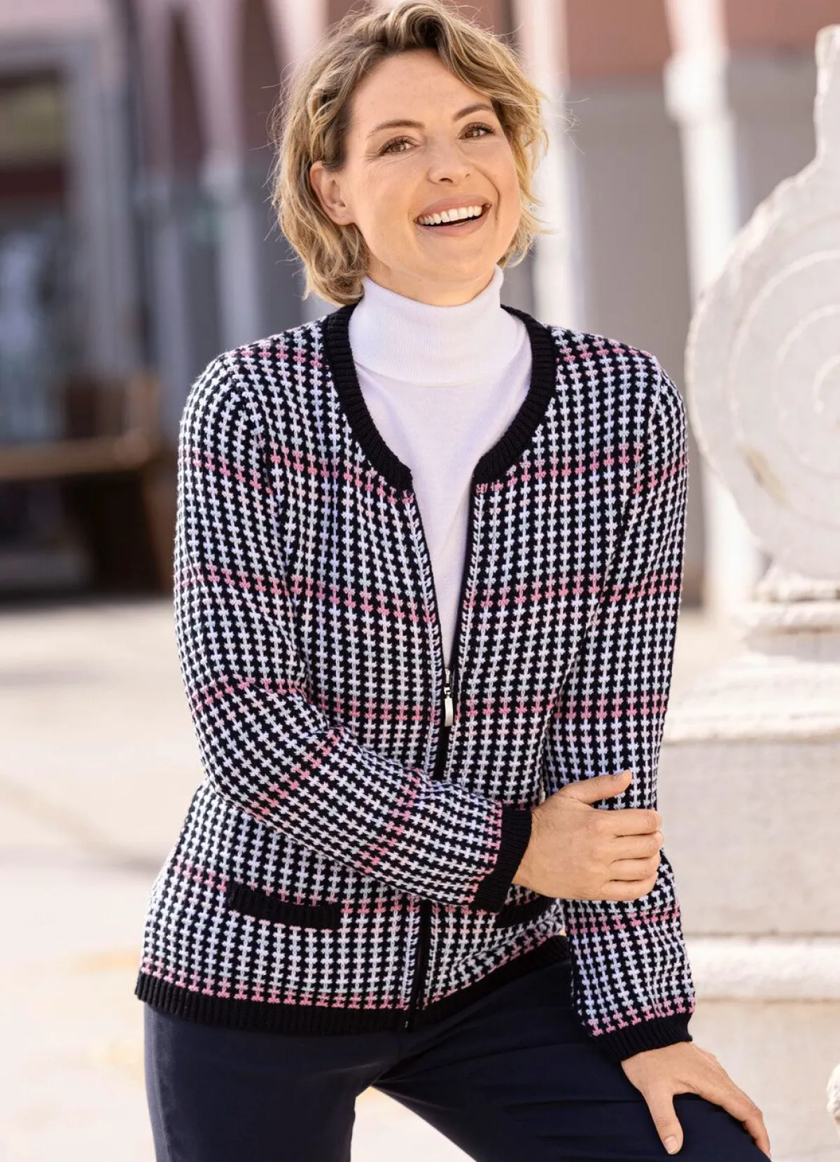 New BADER Strickjacke mit zartem Farbverlauf MARINE-ROSA-MULTICOLOR
