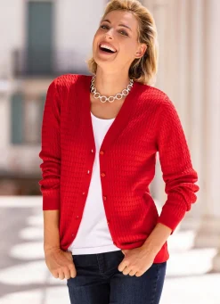 Best BADER Strickjacke mit Zöpfchendessin ROT