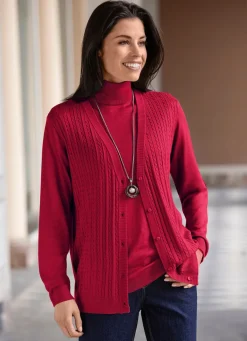 Discount BADER Strickjacke mit Zöpfchenstruktur ROT