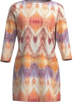 Best KLAUS MODELLE MADE IN GERMANY Strick-Tunika in bedrucktem Feinstrick ECRU-ORANGE-MULTICOLOR