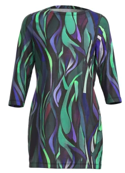 Sale KLAUS MODELLE MADE IN GERMANY Strick-Tunika in Feinstrick SCHWARZ-GRÜN-MULTICOLOR
