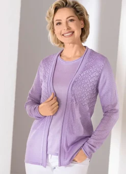 Hot BADER Strick-Twinset mit Mustermix FLIEDER