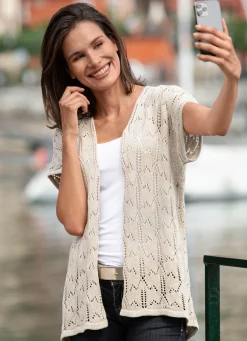 Hot BADER Strickweste mit Ajourmuster BEIGE