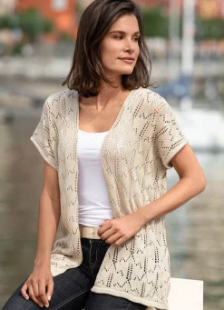Hot BADER Strickweste mit Ajourmuster BEIGE