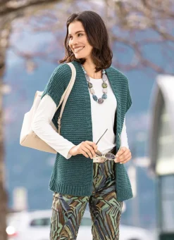 New BADER Strickweste mit Alpaka DUNKELSALBEI MELIERT