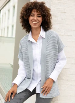 Clearance BADER Strickweste mit Strukturmuster GRAU MELIERT