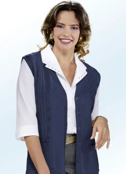 Best BADER Strickweste mit Zopfdessin MARINE
