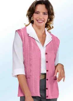 Outlet BADER Strickweste mit Zopfdessin ROSENHOLZ