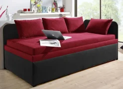 Clearance BADER Studioliege mit beidseitig montierbarer Kopf- und Seitenblende SCHWARZ-ROT