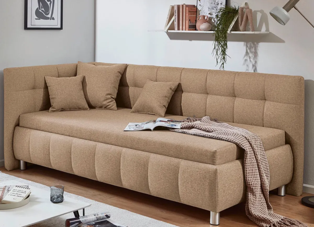 Clearance BADER Studioliege mit Kissen und Bettkasten BEIGE