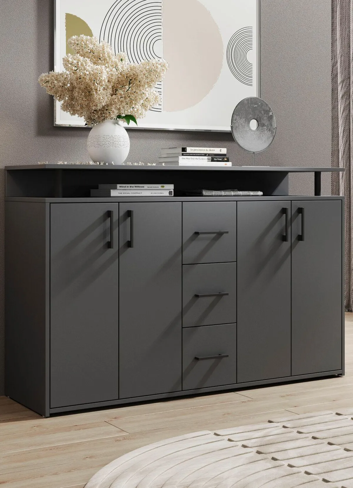 Outlet BADER Stylisches Highboard ANTHRAZIT