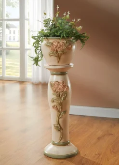 Clearance BADER Säule mit Übertopf aus italienischer Keramik BEIGE-BUNT
