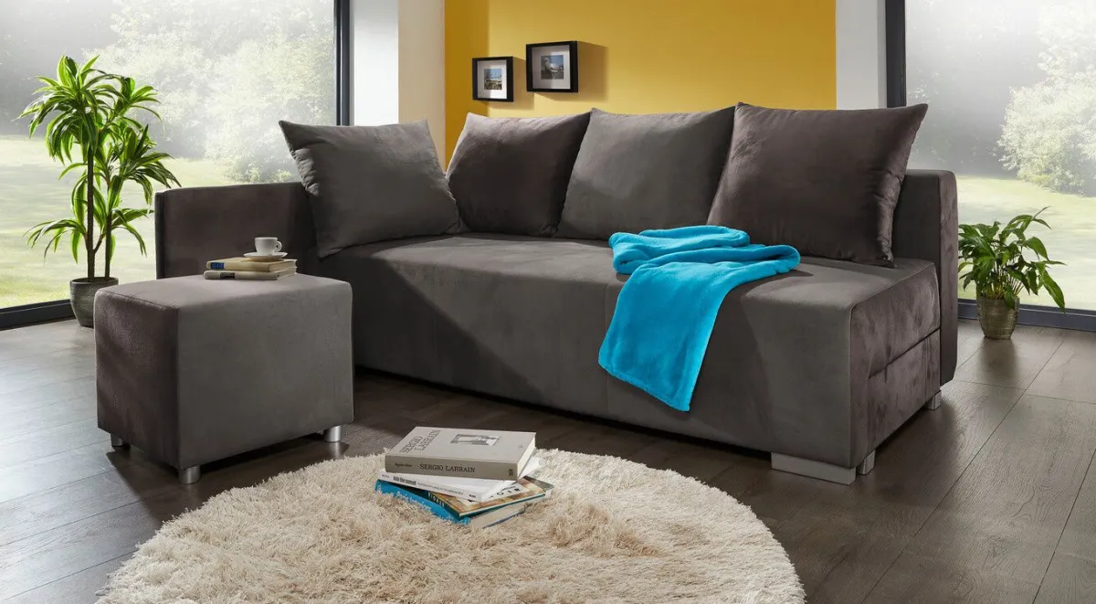 New BADER Superkomfortable Polsterecke mit Hocker BRAUN-BEIGE