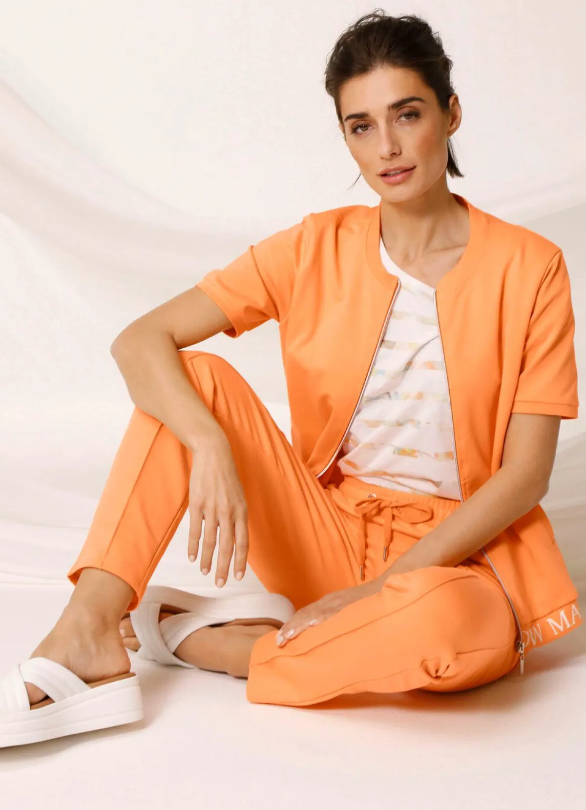 Online BADER Sweatjacke mit Rippenbündchen PFIRSICH