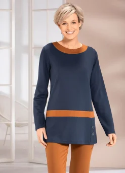 Best BADER Sweatshirt mit Kontrastblende in 2 Farben MARINE-CAMEL