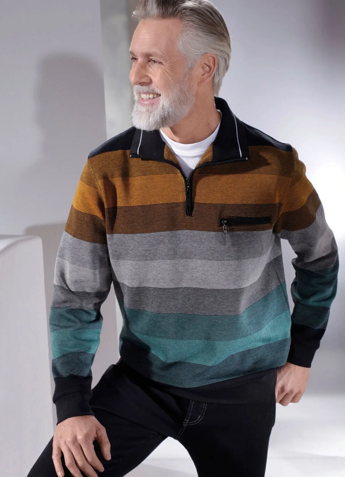 Discount HAJO SPORTSWEAR Sweatshirt von „Hajo“ ROST-ANTHRAZIT-PETROL