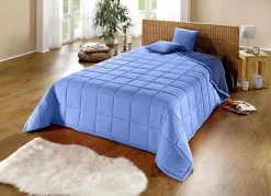 Best BADER Tagesdecke mit Karo-Steppung und Bandeinfassung BLAU