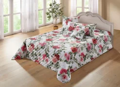 Clearance BADER Tagesdecke und Kissenbezüge mit Rosen- Motiven BUNT
