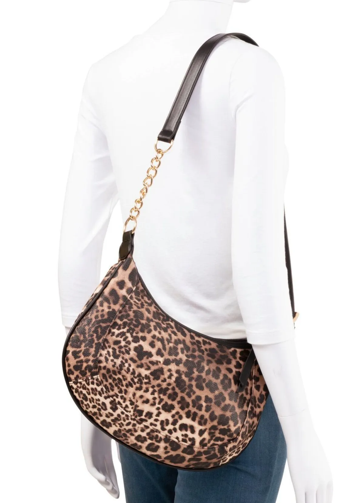 Sale BADER Tasche, Damen, mit verstellbarem Umhängeriemen mit Ketten-Detail BRAUN-SCHWARZ
