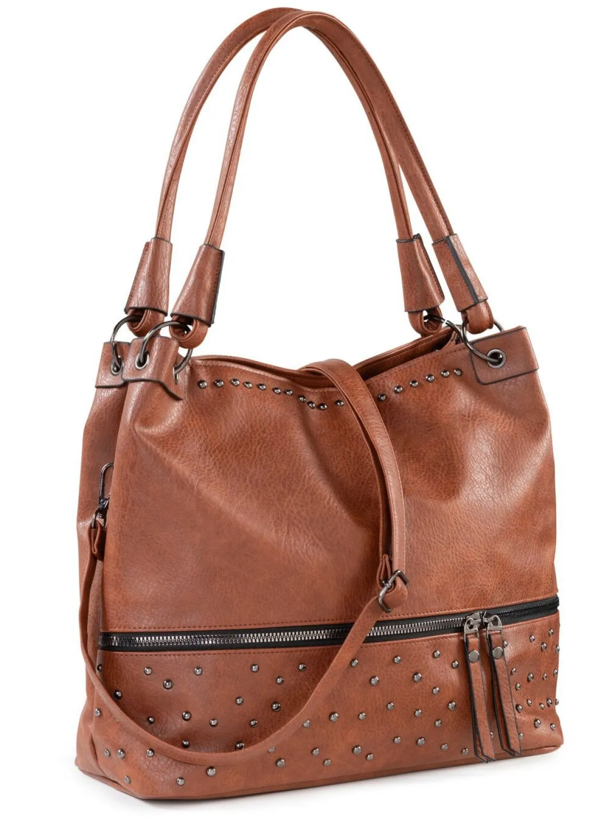 New BADER Tasche mit trendigen Ziernieten COGNAC