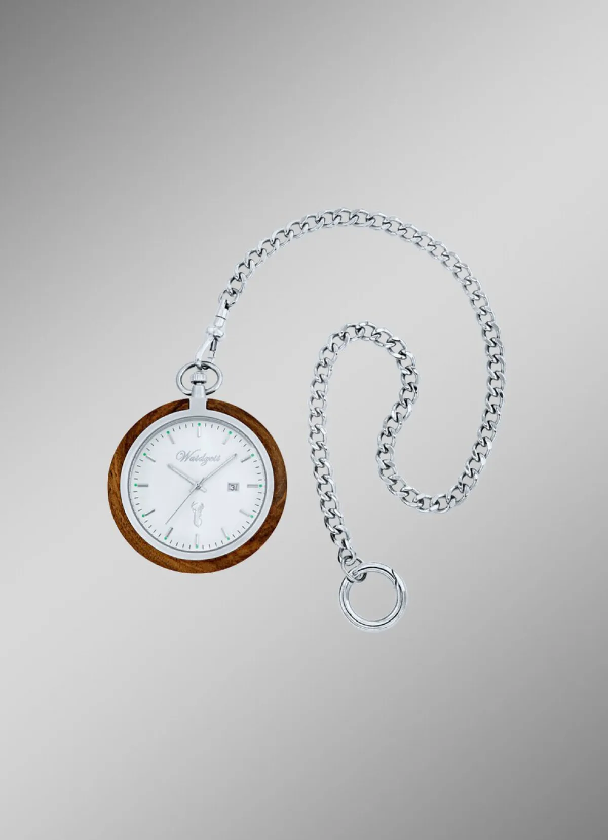 Best WAIDZEIT Taschenuhr mit Walnuss und Edelstahl Gehäuse