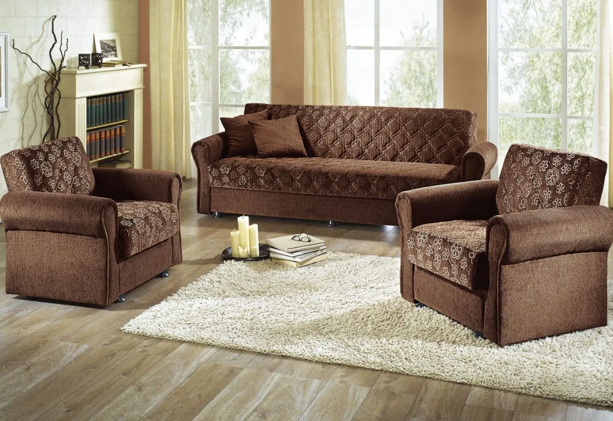 Discount BADER 3-teilige Polstergruppe mit Bettkasten BRAUN