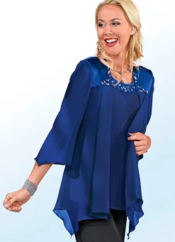 Clearance BADER 2-teiliges Blusen-Set mit glänzendem Satin-Besatz ROYALBLAU
