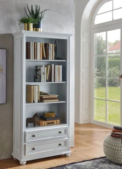 Best BADER Teilmassiver Bücherschrank im Used-Look WEISS