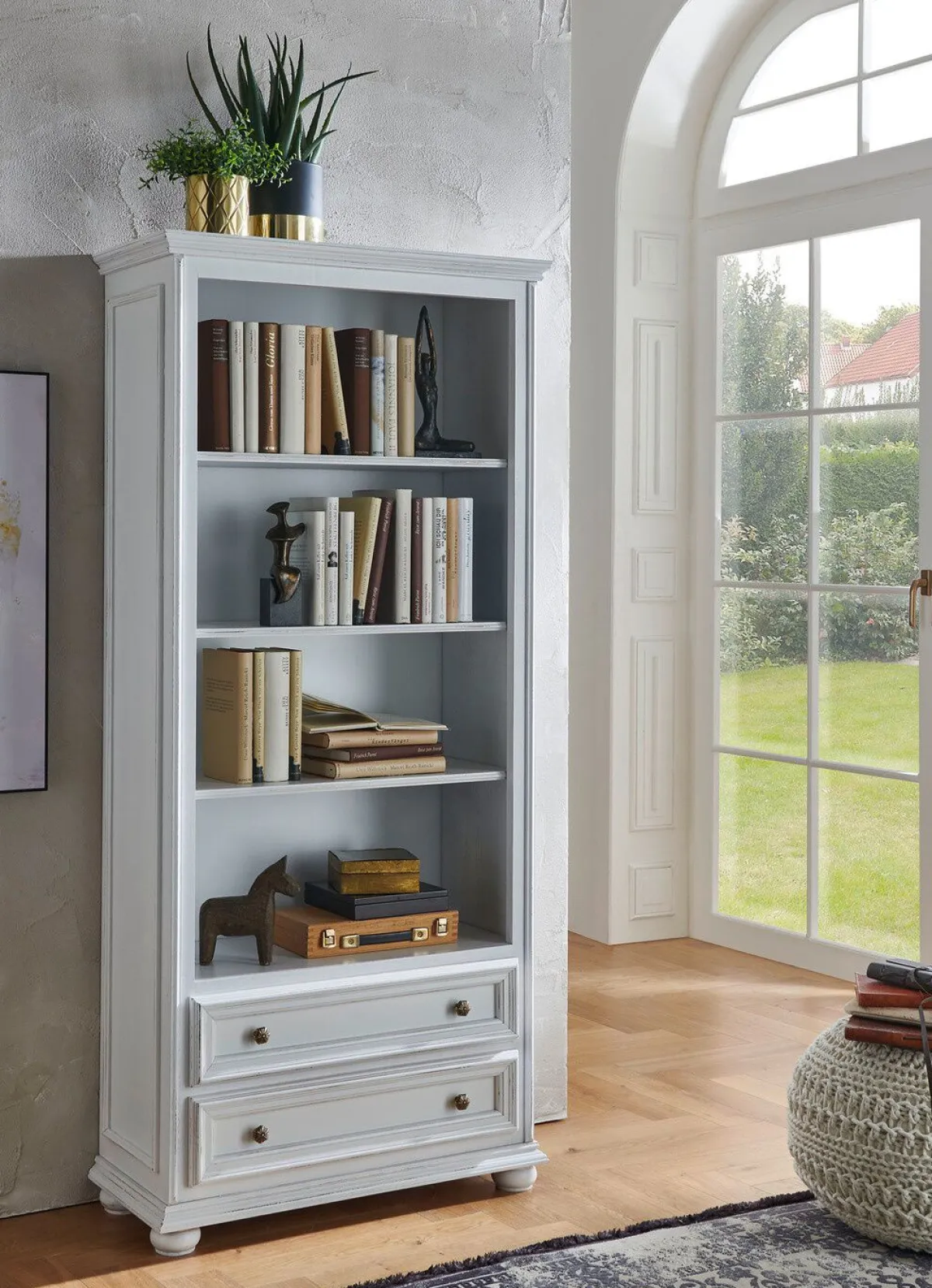 Best BADER Teilmassiver Bücherschrank im Used-Look WEISS