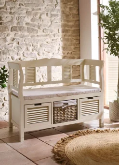 Hot BADER Teilmassive Sitzbank im Landhausstil WEISS