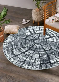 Clearance BADER Teppich im naturnahen Baumstamm-Design GRAU