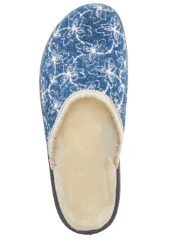 Online BADER Textil-Pantoffel mit schöner Stickerei BLAU