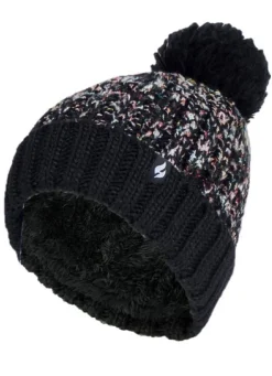 Outlet BADER Thermo-Mütze mit Bommel von Heat Holders® SCHWARZ