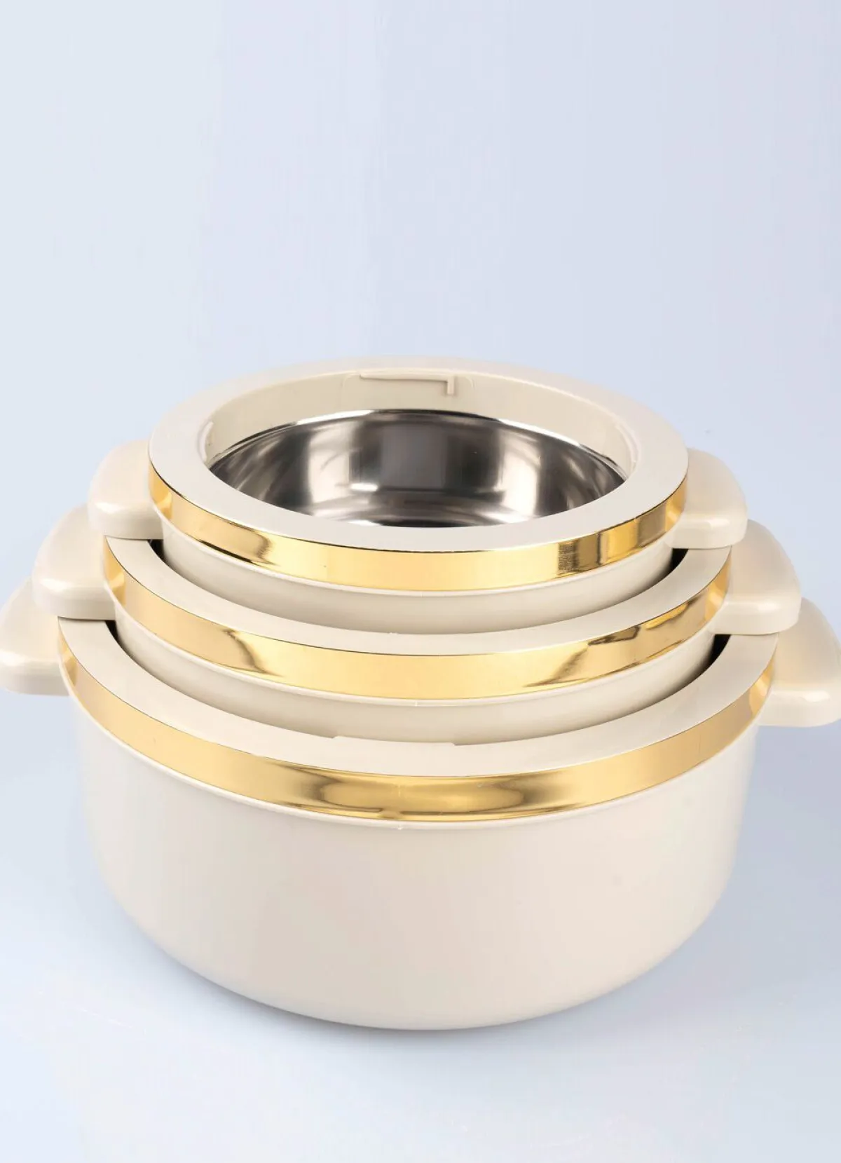 New BADER Thermoschüssel-Set, 3-teilig WEISS-GOLD