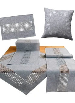 BADER Tischdecke mit dekorativer Lochstanzung GRAU