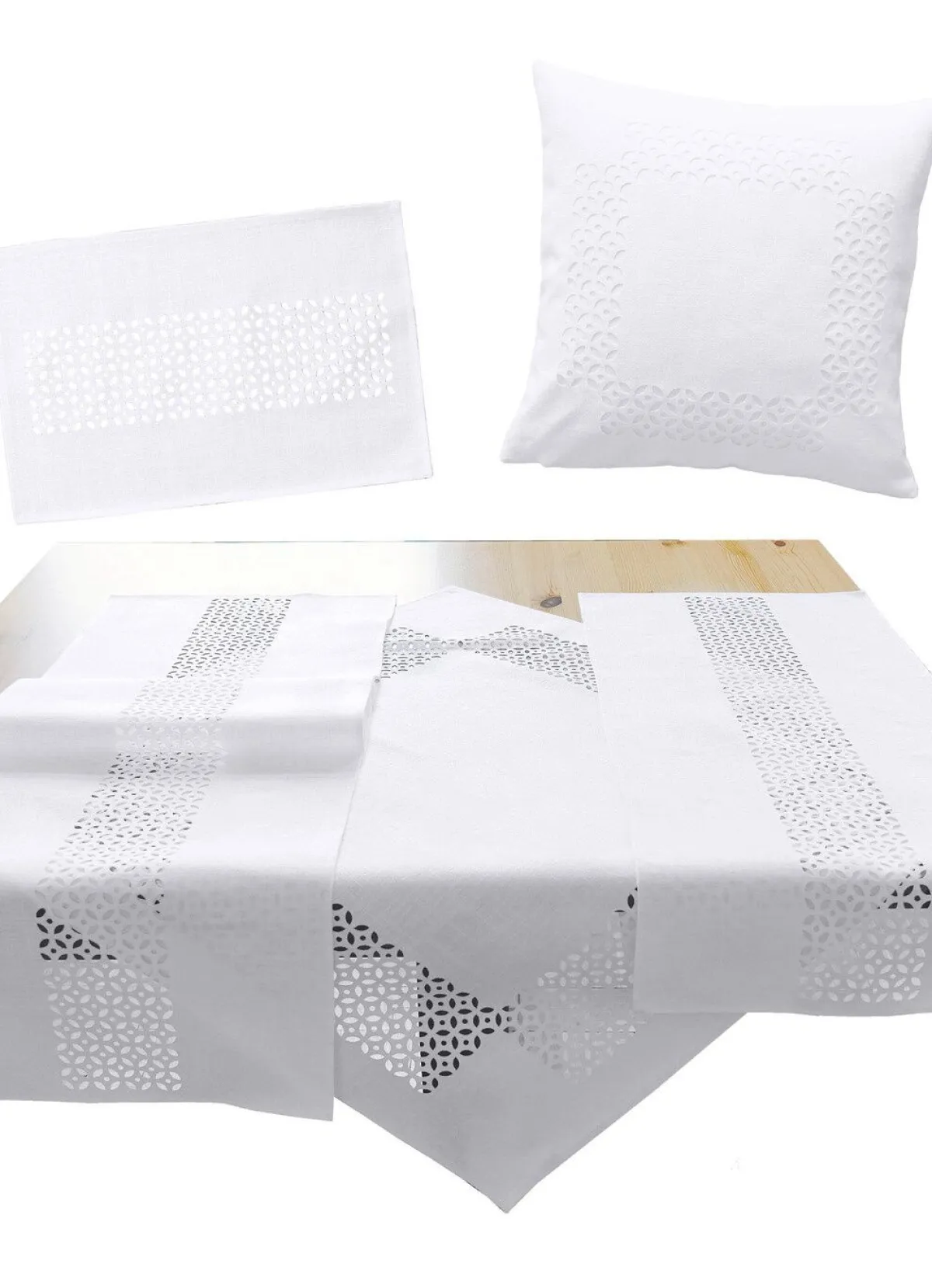 Hot BADER Tischdecke mit dekorativer Lochstanzung WEISS