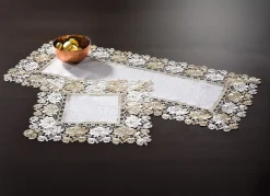 Discount BADER Tischdecke mit Einfassungen in Spitzen-Optik CREME