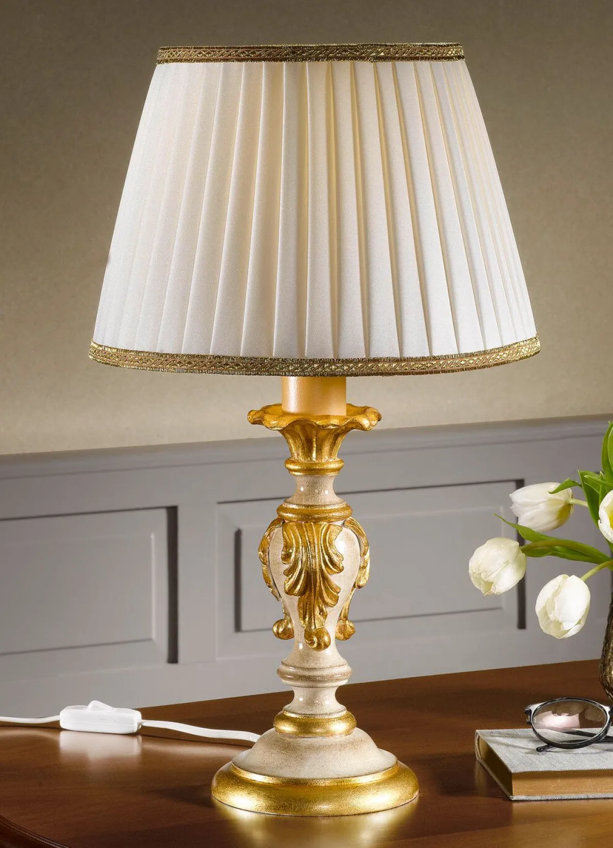 Online BADER Tischleuchte mit echt Blattgold CREME-GOLD
