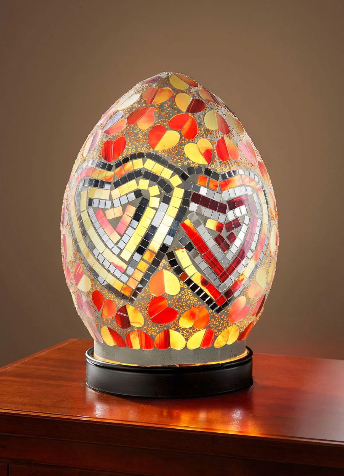 New BADER Tischleuchte mit Mosaik aus Glasstücken WEISS-PINK