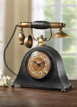 Outlet BADER Tischuhr Telefon aus Metall GOLD-SCHWARZ