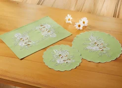 Online BADER Tisch- und Raumdekoration mit gestickten Schmetterlingen und Blumen GRÜN-WEISS