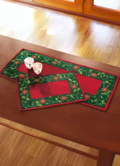 Best BADER Traditionelle Tisch- und Raumdekoration mit Ilexzweig-Motiven ROT-GRÜN-GOLD