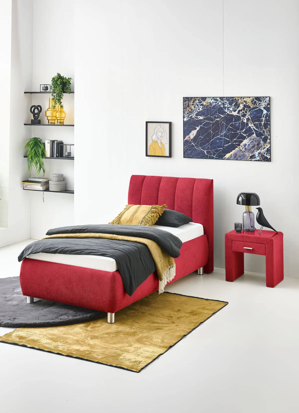 Discount BADER Traumhaft bequemes Polsterbett ROT