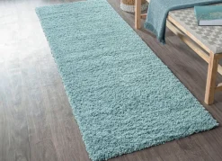 Discount BADER Traumhaft flauschige Brücken und Teppiche in Shaggy-Qualität HELLBLAU