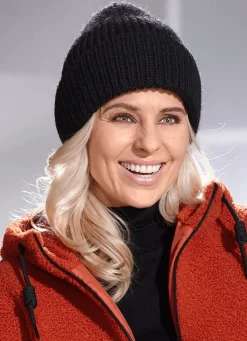 BADER Trendige Damen-Mütze, mit Umschlag SCHWARZ
