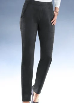 New KLAUS MODELLE MADE IN GERMANY Trendige, samtweiche Hose SCHWARZ