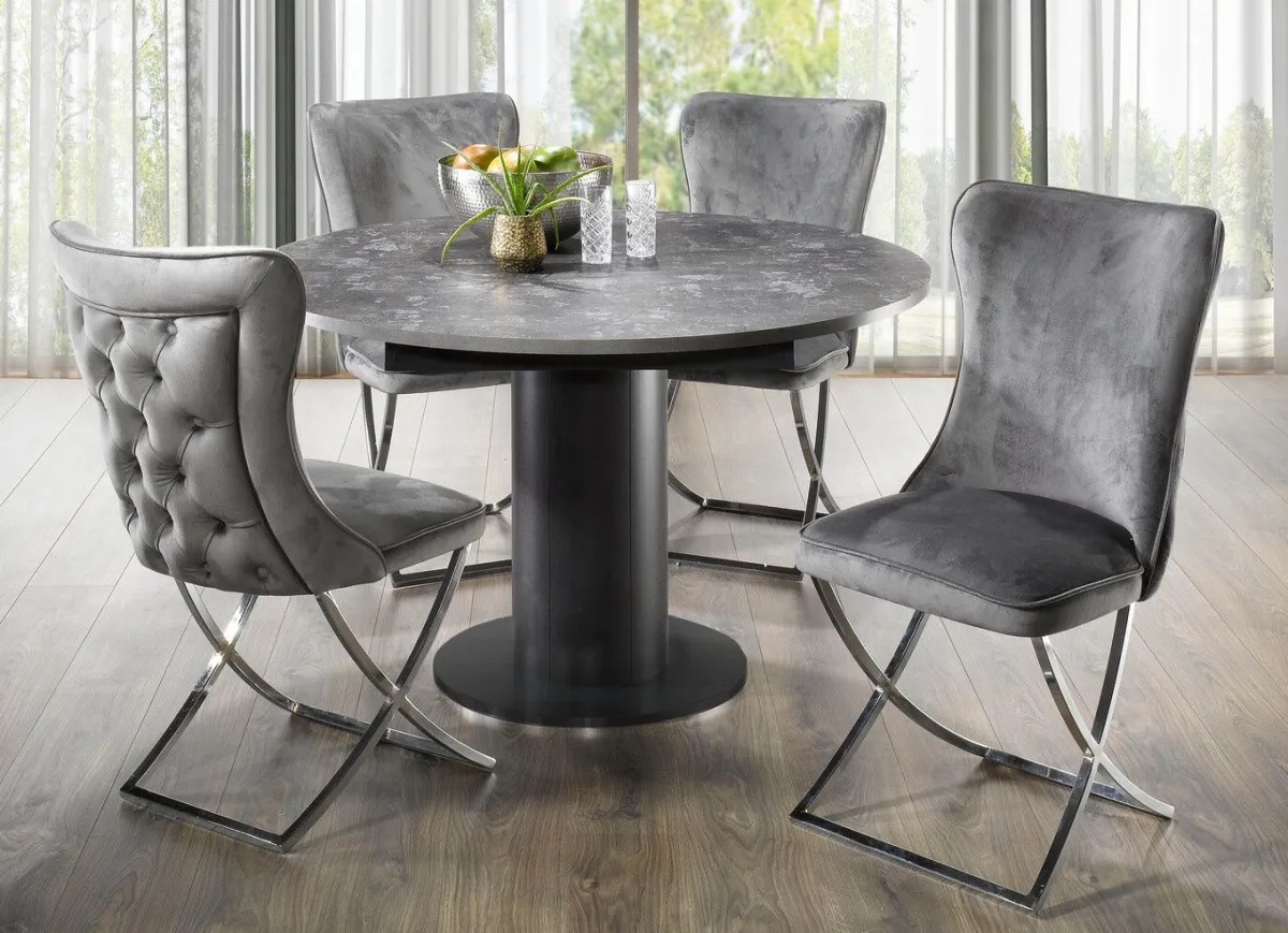 New BADER Trendige Esszimmer-Stühle, 2er-Set GRAU